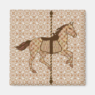 Carousel Horse - Chocolate Brown and Tan Magnet