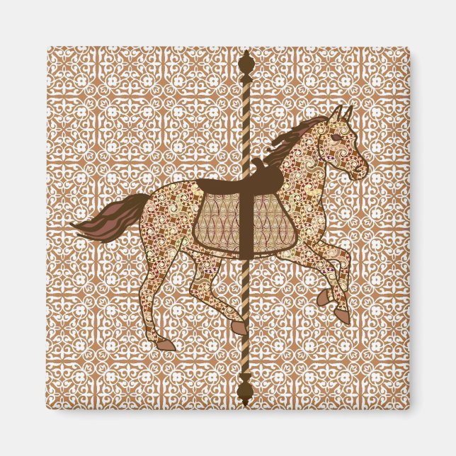 Carousel Horse - Chocolate Brown and Tan Magnet (Front)