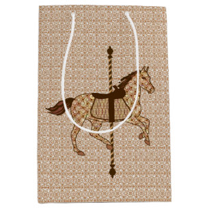 Carousel Horse - Chocolate Brown and Tan Medium Gift Bag