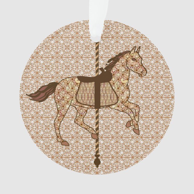 Carousel Horse - Chocolate Brown and Tan Ornament (Front)