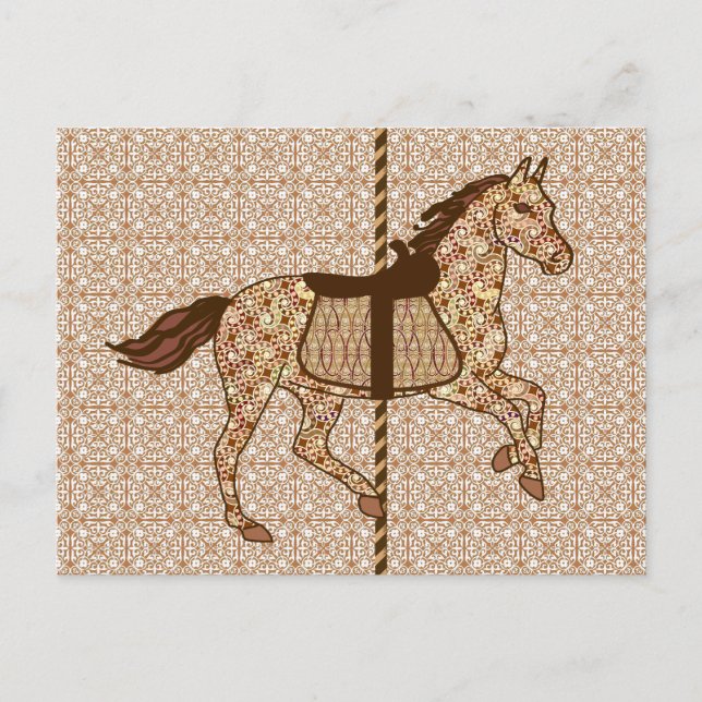 Carousel Horse - Chocolate Brown and Tan Postcard (Front)