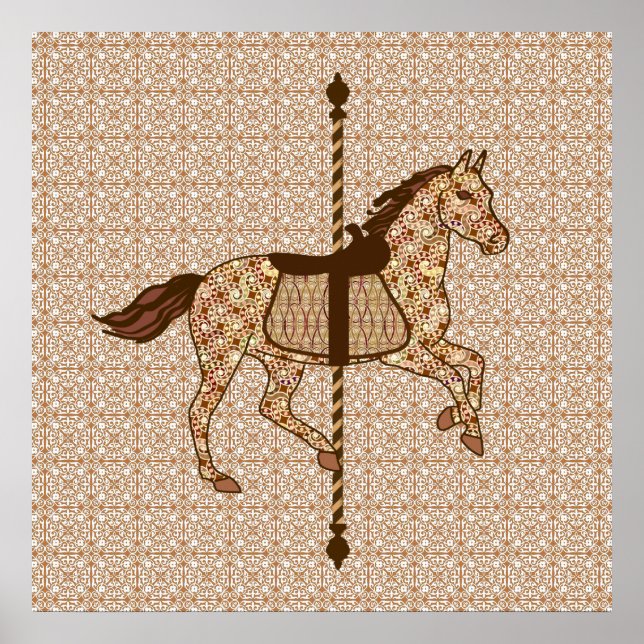 Carousel Horse - Chocolate Brown and Tan Poster (Front)