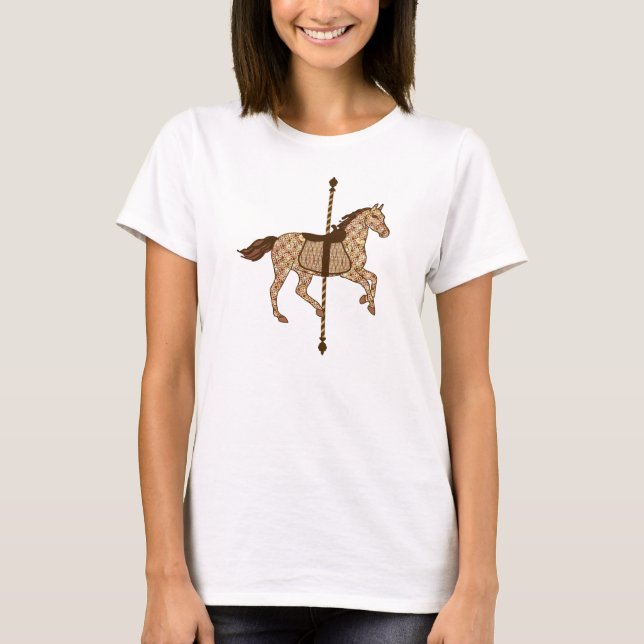 Carousel Horse - Chocolate Brown and Tan T-Shirt (Front)