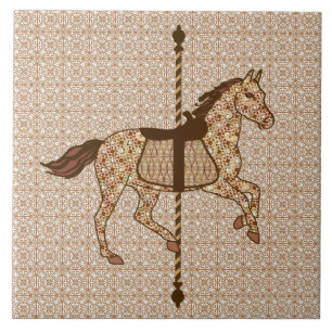 Carousel Horse - Chocolate Brown and Tan Tile