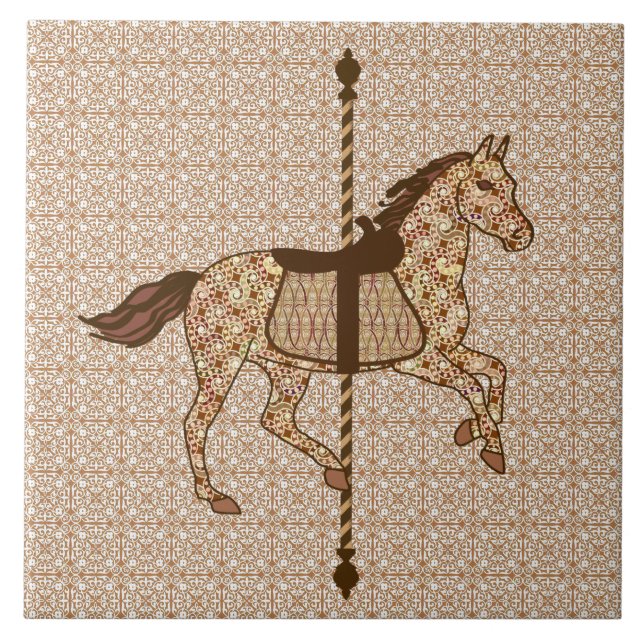 Carousel Horse - Chocolate Brown and Tan Tile (Front)