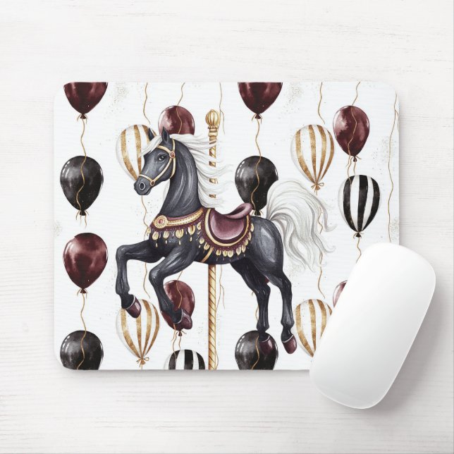 Carousel Horse Circus Balloons Mouse Mat (With Mouse)