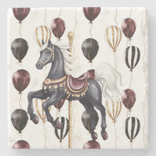 Carousel Horse Circus Balloons Stone Coaster