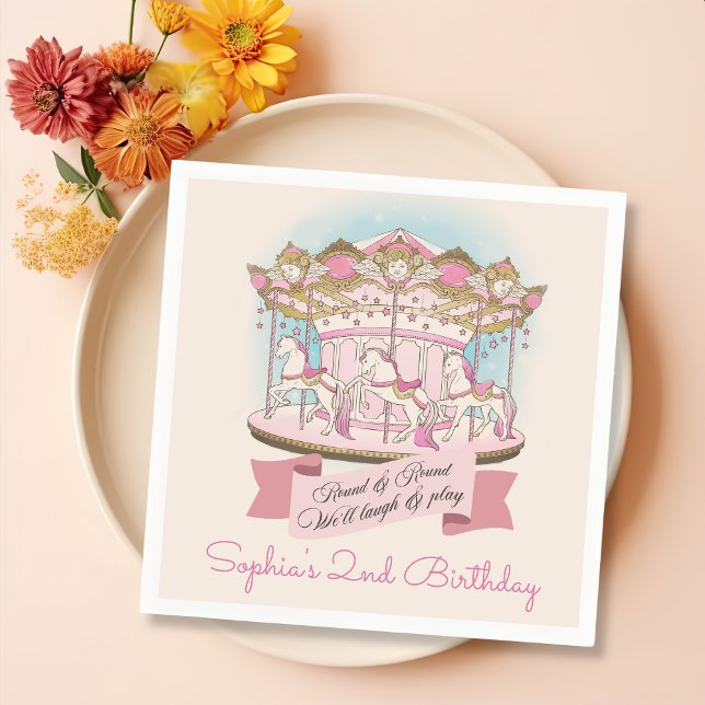 Carousel Horse Circus Carnival Birthday Party Napkin (Creator Uploaded)