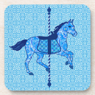 Carousel Horse - Cobalt and Sky Blue Coaster