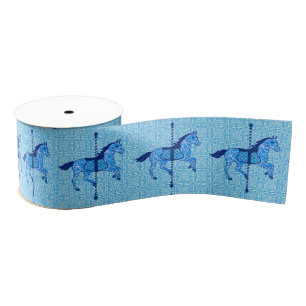 Carousel Horse - Cobalt and Sky Blue Grosgrain Ribbon