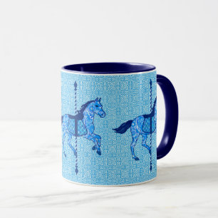 Carousel Horse - Cobalt and Sky Blue Mug