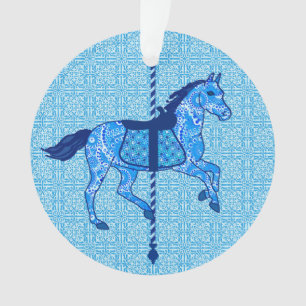 Carousel Horse - Cobalt and Sky Blue Ornament