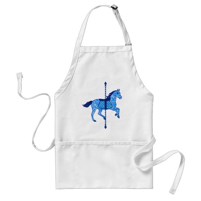Carousel Horse - Cobalt and Sky Blue Standard Apron (Front)