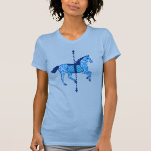 Carousel Horse - Cobalt and Sky Blue T-Shirt