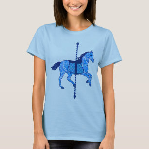 Carousel Horse - Cobalt and Sky Blue T-Shirt