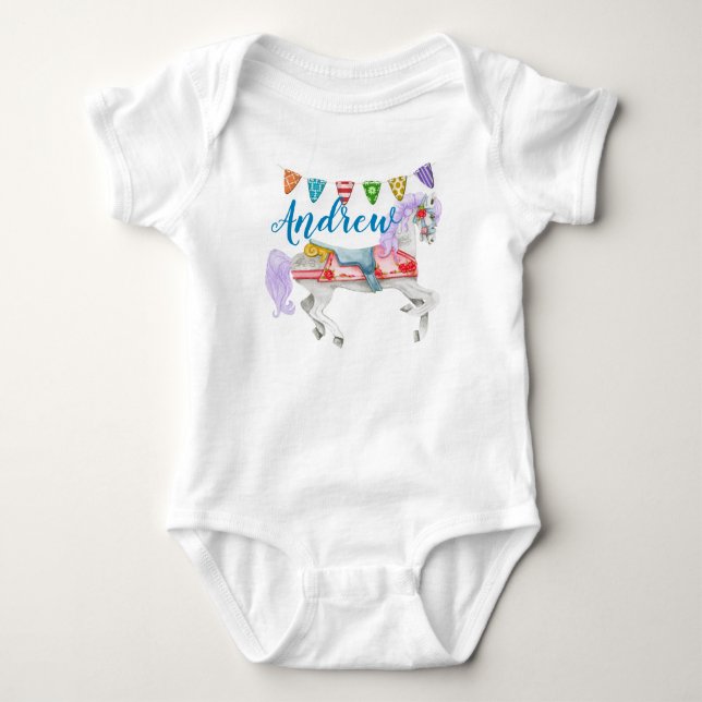Carousel Horse Custom Template Baby Bodysuit (Front)