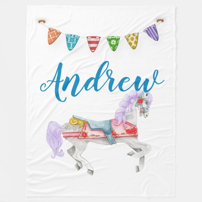 Carousel Horse Custom Template Fleece Blanket (Front)