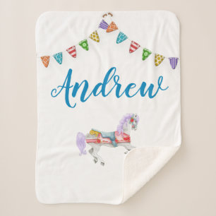 Carousel Horse Custom Template Sherpa Blanket