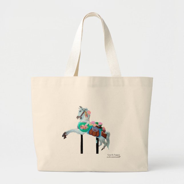 "CAROUSEL HORSE  FACING LEFT" LARGE TOTE BAG (Front)