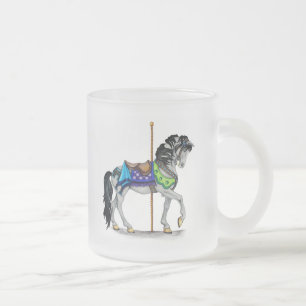 Carousel Horse Frosted Glass Coffee Mug