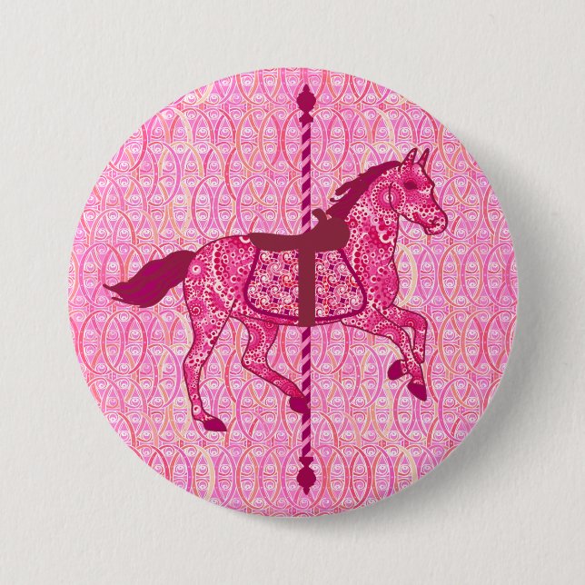 Carousel Horse - Fuchsia Pink 7.5 Cm Round Badge (Front)