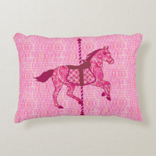Carousel Horse - Fuchsia Pink Decorative Cushion