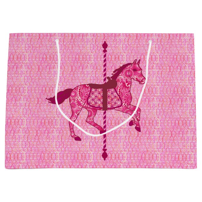 Carousel Horse - Fuchsia Pink Large Gift Bag (Front)