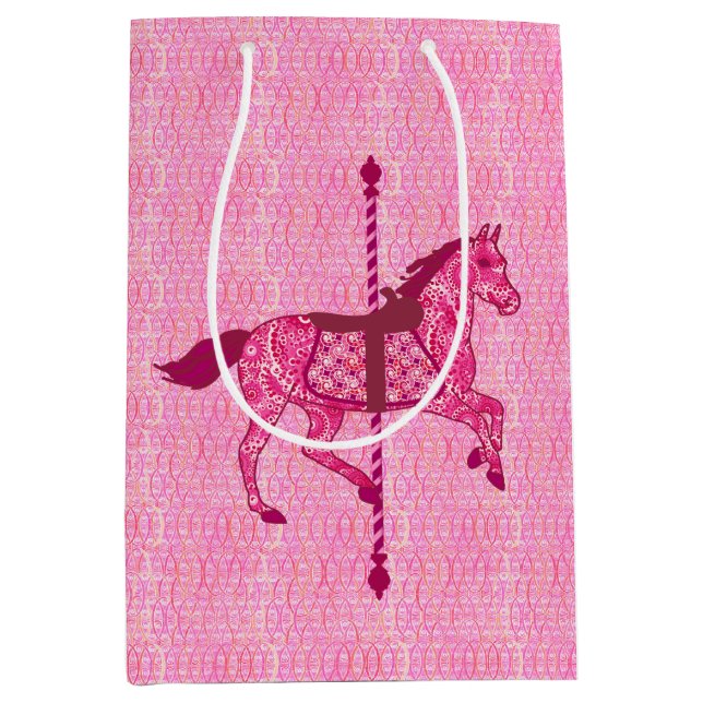 Carousel Horse - Fuchsia Pink Medium Gift Bag (Front)