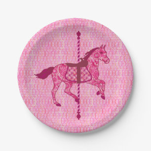 Carousel Horse - Fuchsia Pink Paper Plate