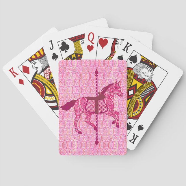 Carousel Horse - Fuchsia Pink  Playing Cards (Back)