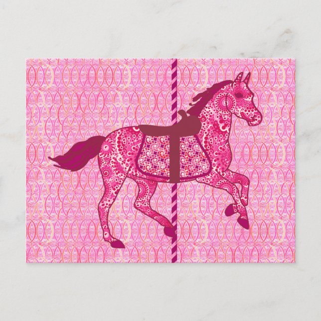 Carousel Horse - Fuchsia Pink Postcard (Front)