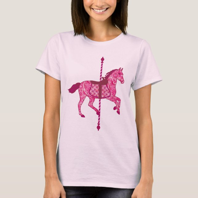 Carousel Horse - Fuchsia Pink T-Shirt (Front)
