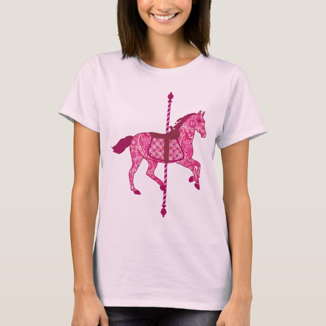 Carousel Horse - Fuchsia Pink T-Shirt (Front)