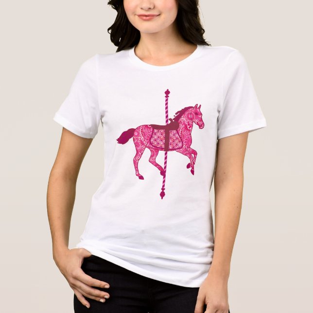 Carousel Horse - Fuchsia Pink Tri-Blend Shirt (Front)