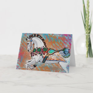 Carousel Horse Greeting Card - Colourful Merry
