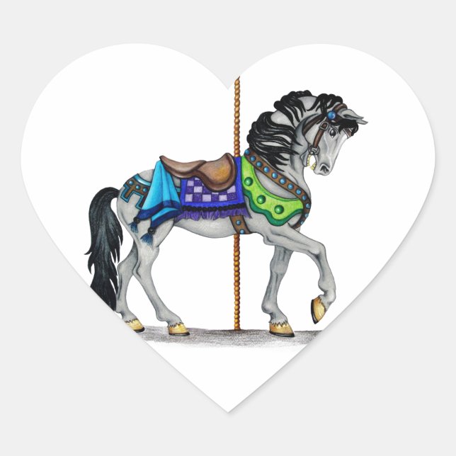 Carousel Horse Heart Sticker (Front)