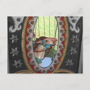 Carousel Horse In Mirror Black White Postcard