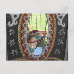 Carousel Horse In Mirror Black White Postcard