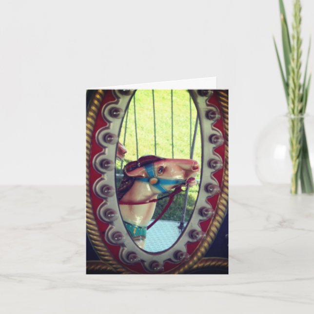 Carousel Horse In Mirror Customisable Note Card  (Front)