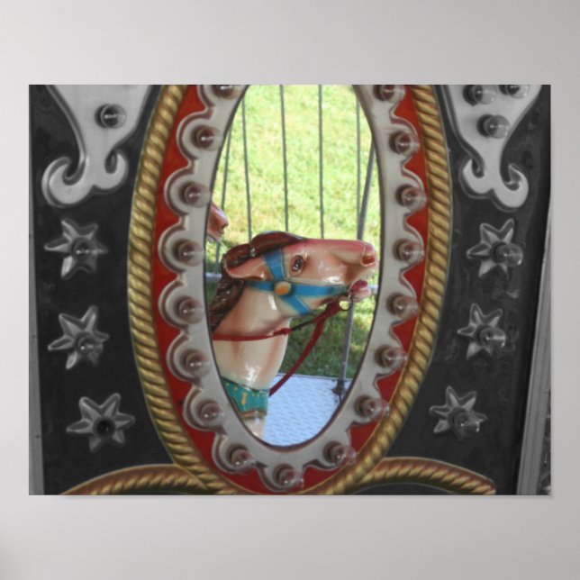 Carousel Horse In Mirror Partial Colour Poster (Front)