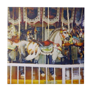 Carousel Horse in Oil Tile