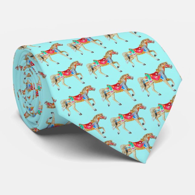 Carousel Horse on Light Blue Tie (Rolled)