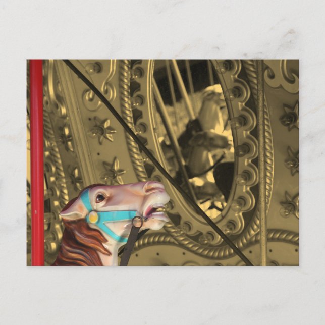 Carousel Horse On Sepia Postcard (Front)