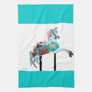 "CAROUSEL HORSE PERSONALIZED TOWEL" TEA TOWEL