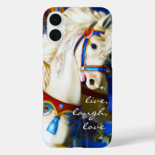 Carousel Horse Photo Live Laugh Love Quote Script iPhone 16 Plus Case