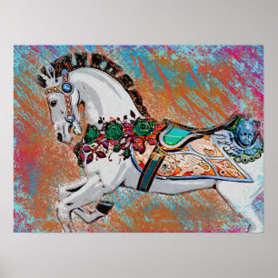 Carousel Horse Poster - Colorful Merry Art Print