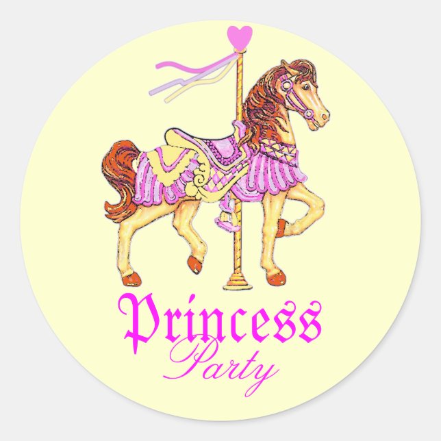 Carousel Horse Princess Party Classic Round Sticker (Front)