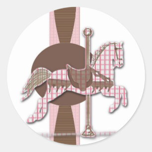 Carousel Horse Sticker Plaids in Pink