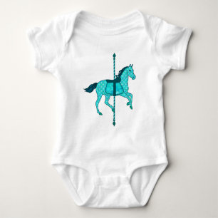 Carousel Horse - Turquoise and Aqua Baby Bodysuit