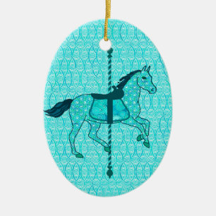 Carousel Horse - Turquoise and Aqua Ceramic Tree Decoration